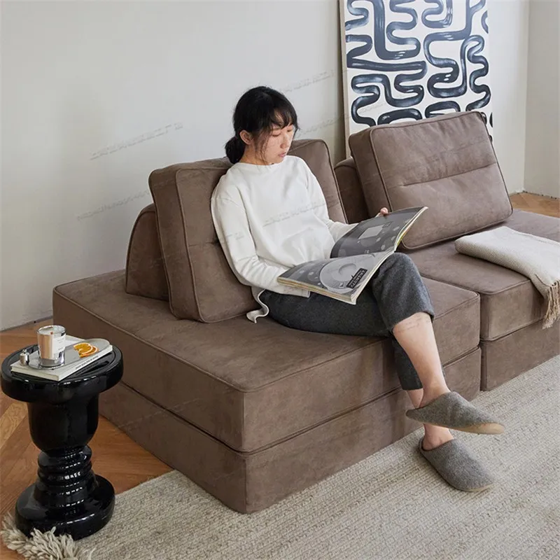 I9AT イタリア製 9 層ケーキレザー エマント生地ソファ スクエア豆腐ブロック デザイナー自由組み合わせモジュール