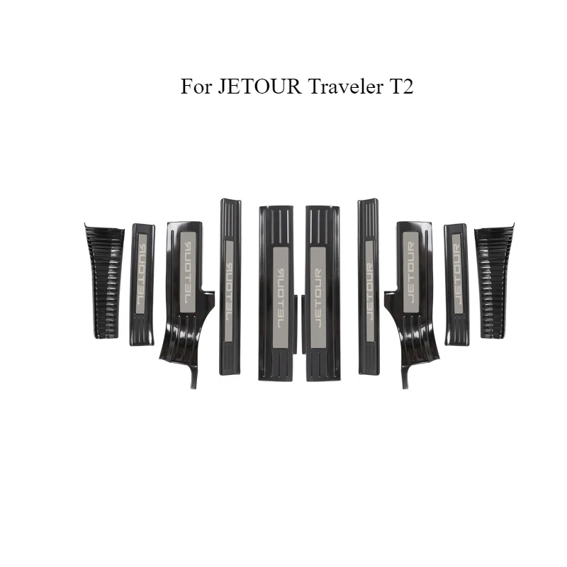 

For JETOUR Traveler T2 Stainless Steel Door Sill Plates - Anti-Scratch Entry Guards with Logo (4PCS)