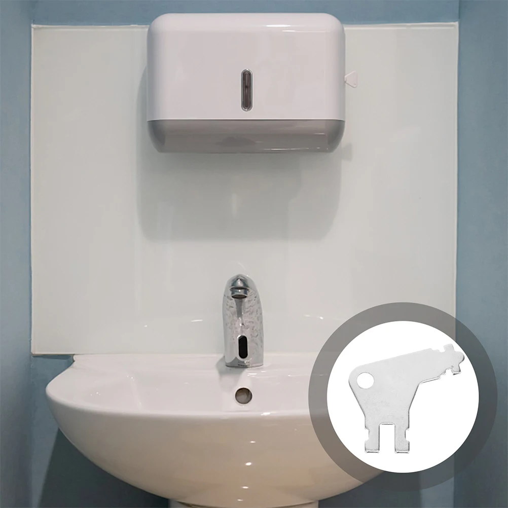 

6pcs Paper Towel Dispenser Keys Silver Metal Replacement Bracket Toilet Roll Key Set Universal Dispenser Storage Home