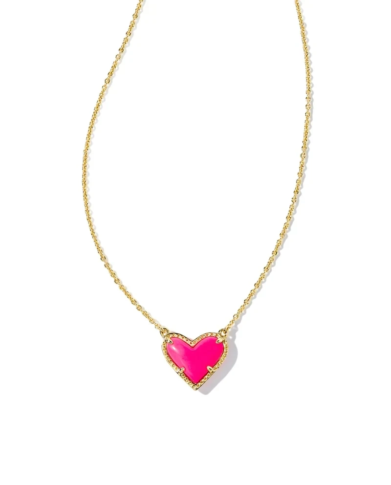 VKVVA Fashion Jewelry Ari Neon Pink Pendant Necklace Multi-Heart Strand Chain Layering Set for Women Unique Gifts