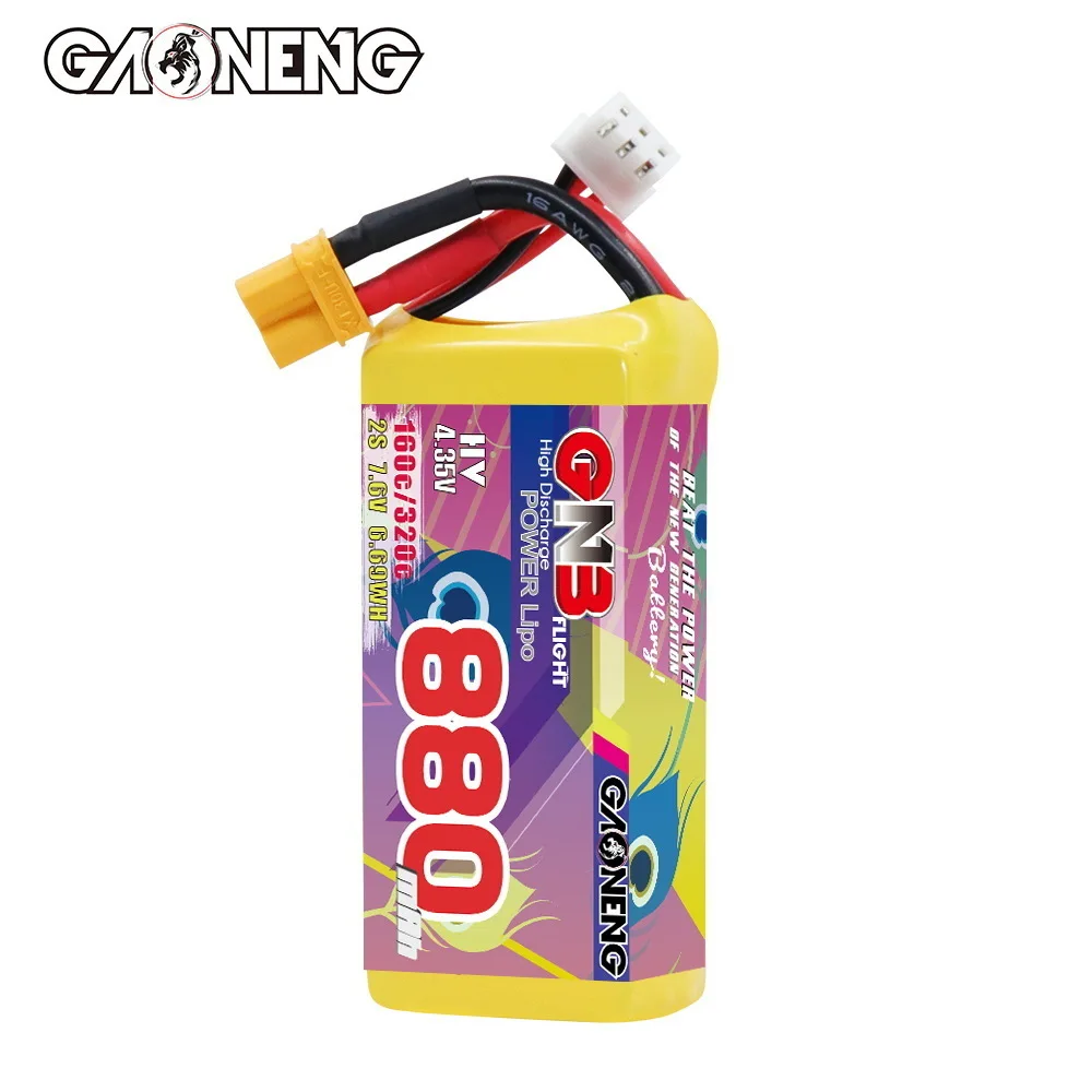 Gbn 2s 7.6v 880mah fpv drone lipo bateria 160c/320c com plugue xt30 para rc fpv quadcopter helicóptero avião peças de bateria rc