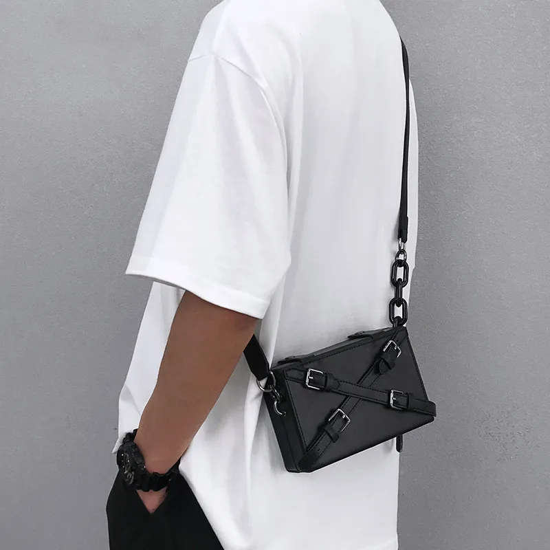 Messenger Bag Men\'s Fashion Box Shape Bag Student Small Bag New Versatile Mobile Phone Bag Unisex Mini Single Shoulder Bag