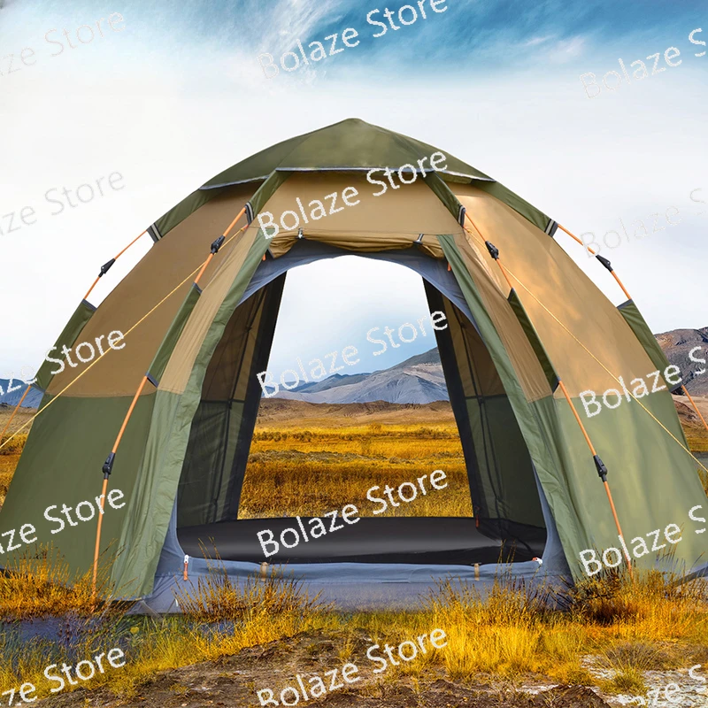 Outdoor tent camping, rainproof camping, automatic quick-opening, double-layer portable folding