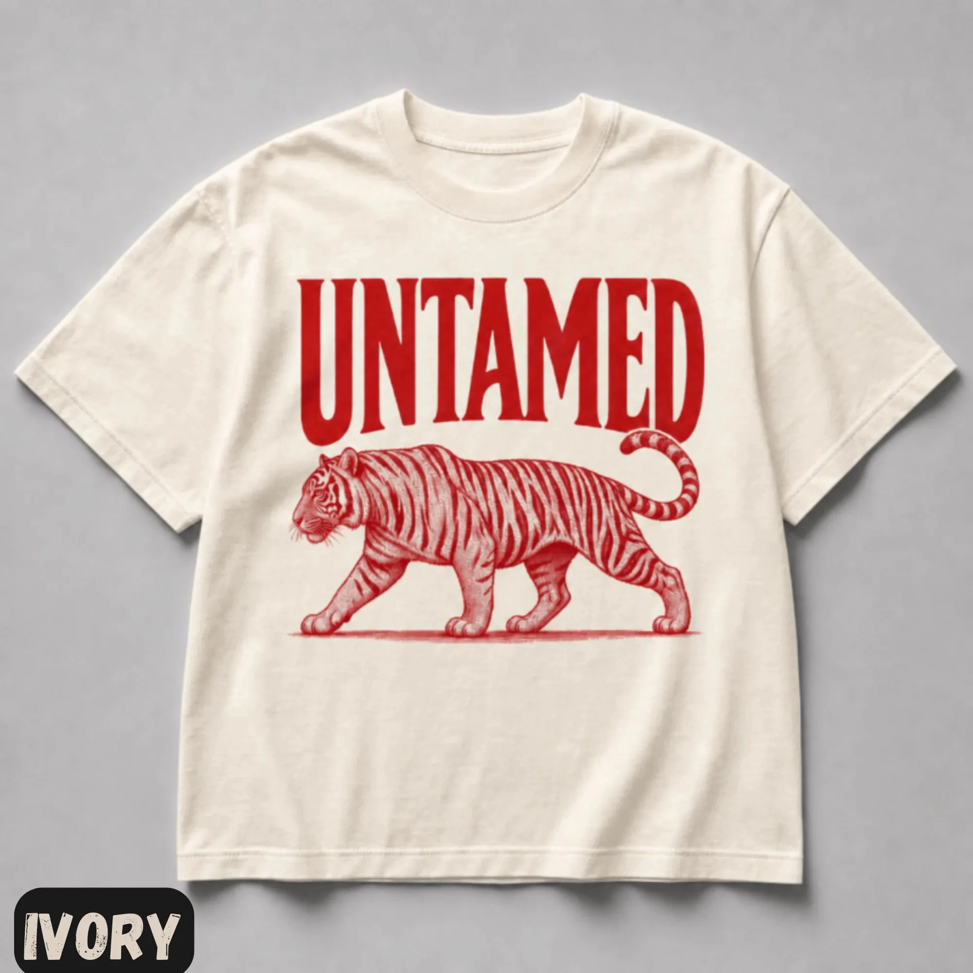 Summer Women's  Red Ink Tiger Tattoo Print T-shirt Streetwear Oversized Loose Casual Short Sleeve Suitable for All Seasons