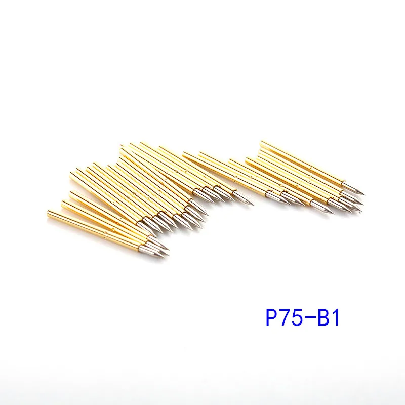 Hot Selling 100Pcs Van P75 Serie Messing Spring Test Probe Met Vernikkeld Naald Diameter Elektronische Spring Test Probe