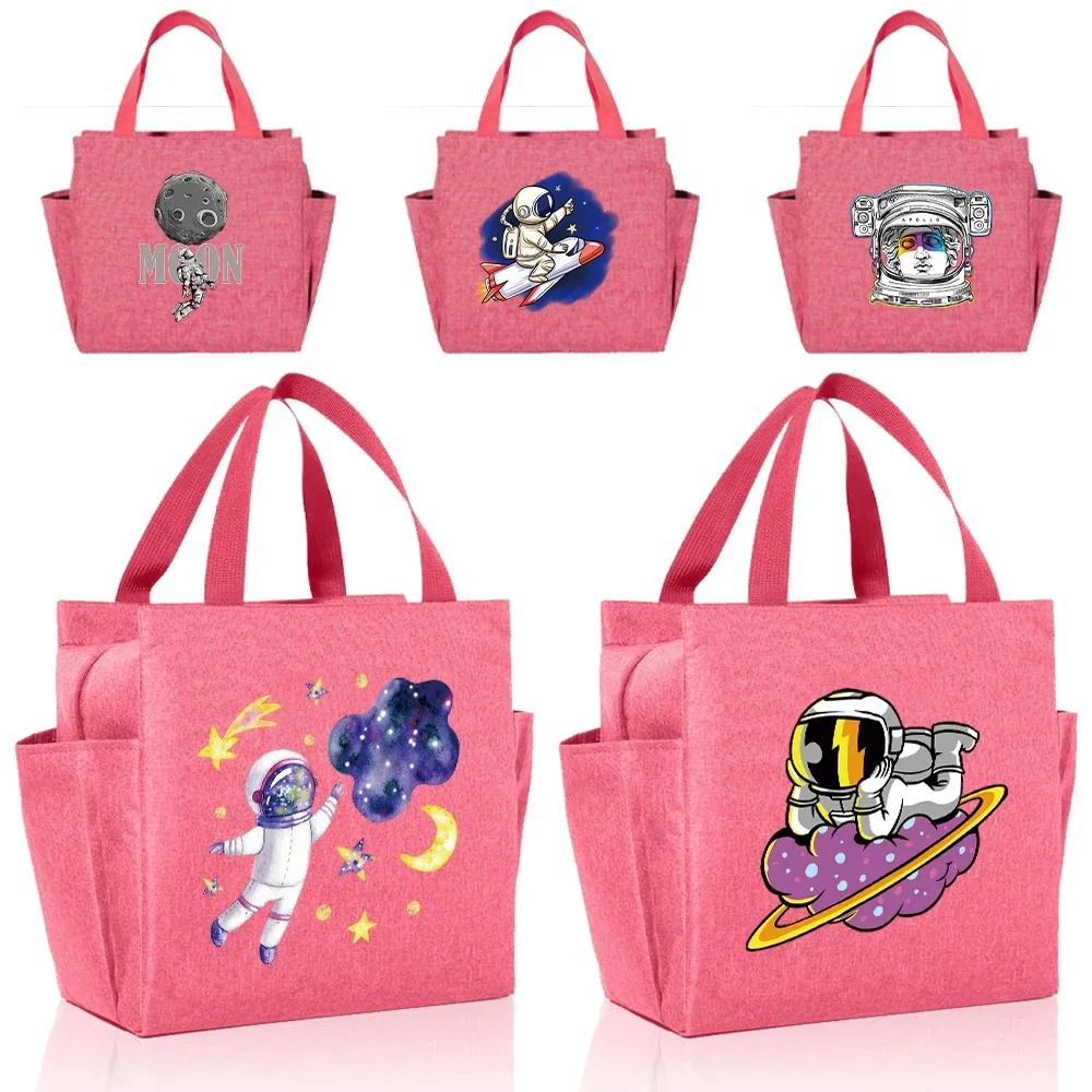 

【Fast Delivery】Portable Insulated Lunch Bag for Kids Cute Girl Boy Leakproof Original Design Lunch Box Astronaut Series Printing