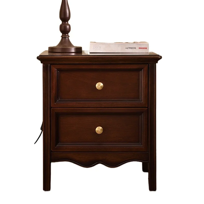 

French medieval solid wood bedside cabinet, simple American bedroom storage locker, living room