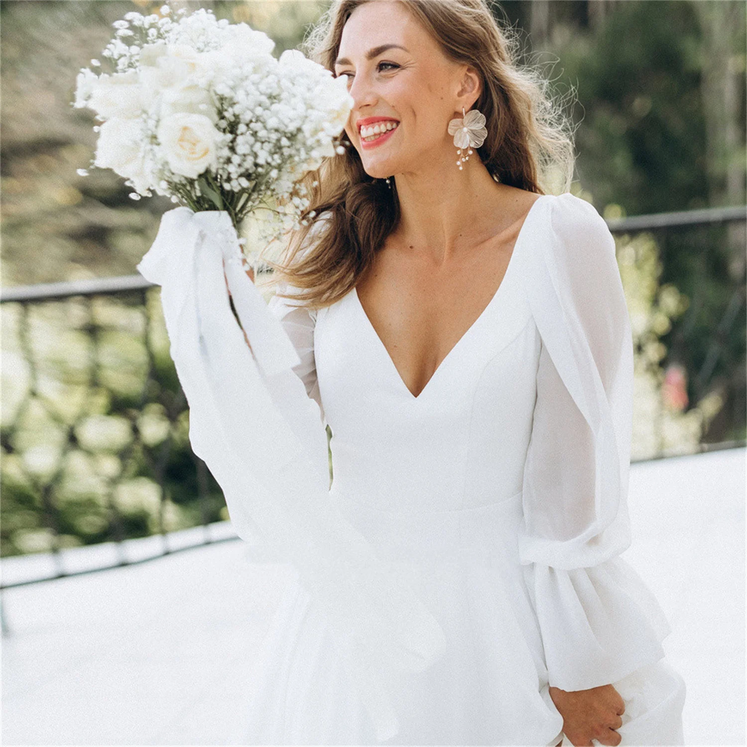 V-neck Bride Dresses Wedding Dress Plus Size Woman Satin Wedding Guest Dresses for Women Amandas Novias Official Store Parties