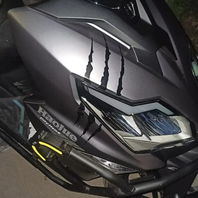 Monster Claw Scratch Motocicleta Cabeça Adesivos, Moto Side Body, Legal Vinyl Decalques, Stripe Corrida Capacete, Marcas de Tanque Motocross, 2pcs