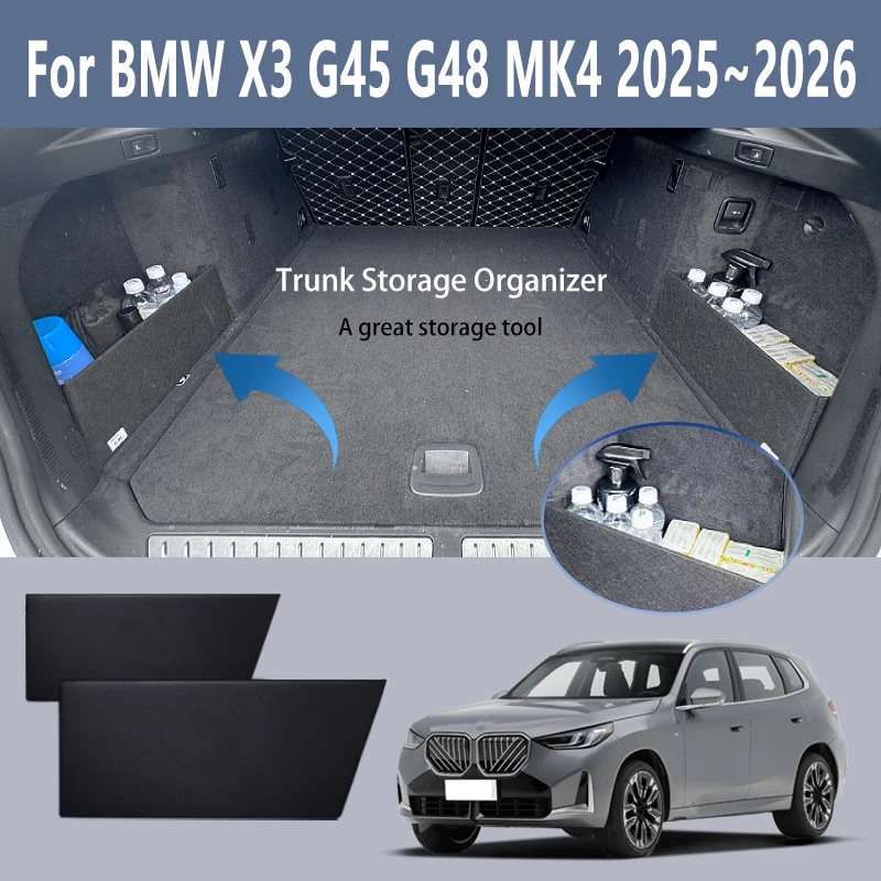 Organizer do bagażnika wielofunkcyjny do BMW X3 G45 G48 2025~2026 25 MK4, przegródka do przechowywania, akcesoria samochodowe, elementy wyposażenia wnętrza.