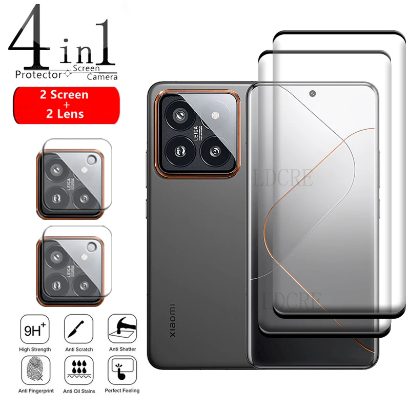 

For Xiaomi Mi 14 Pro Glass Xiaomi 14 Pro Tempered Glass 9H Full Cover Curved Protective Screen Protetor For Mi 14 Pro Lens Glass