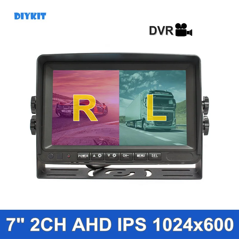 

DIYKIT 2CH 7inch AHD IPS Rear View Car Monitor Max Support 1080P AHD Camera Support Video Recording Diaplay 2 Cameras Image