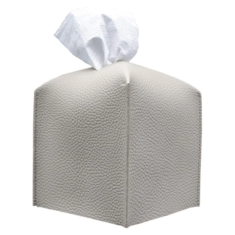 PU Leather Cube Tissue Box Holder Tissue Container Desktop Napkin Holder Decorative for Bathroom Vanity Countertop Night Stands