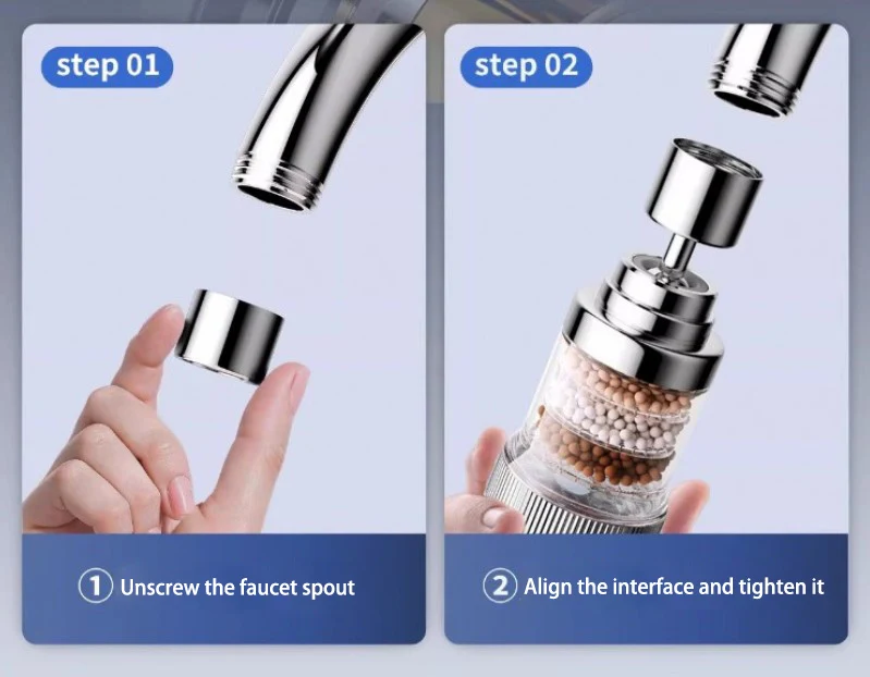 360° Rotation Kitchen Faucet Extender Anti-Splash Aerator Pressurized Water Filter Nozzle for Water Purification Saving Water