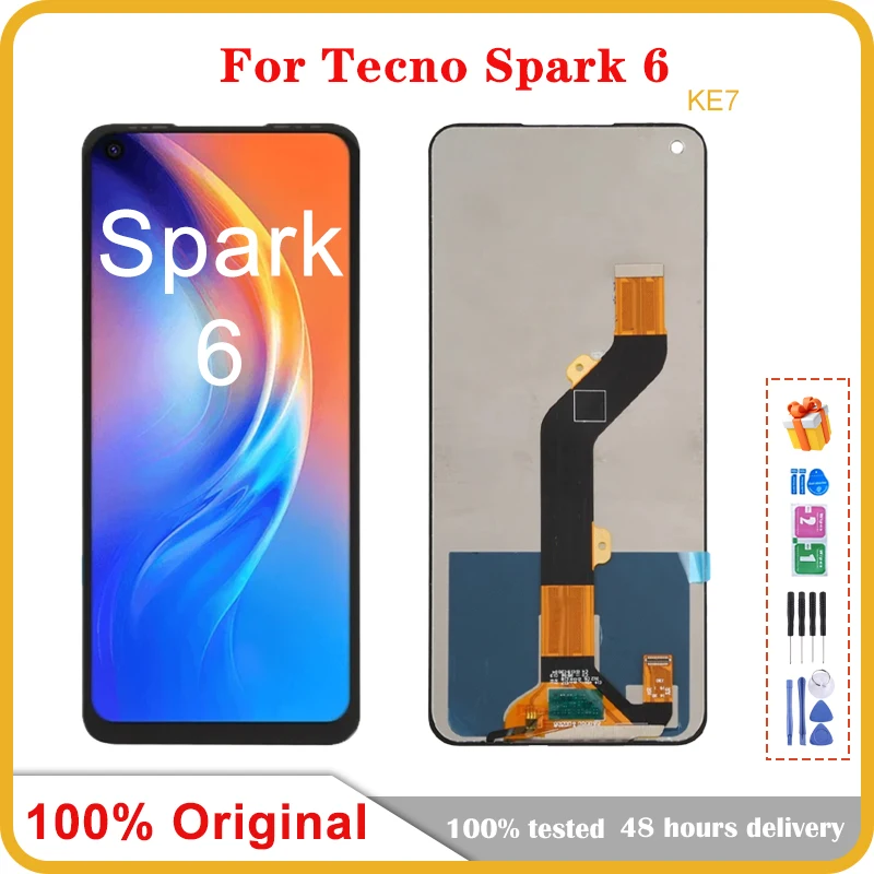 

6.8" Display For Tecno Spark 6 KE7 LCD Display Touch Screen Digitizer Assembly New For Tecno KE7 LCD Repair Replacement Parts