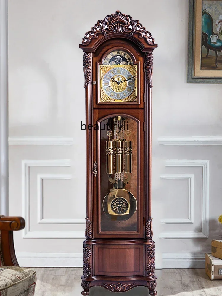 Y German Hermle Mechanical Floor Clock Living Room European Pendulum Clock Retro Solid Wood Vertical Clock