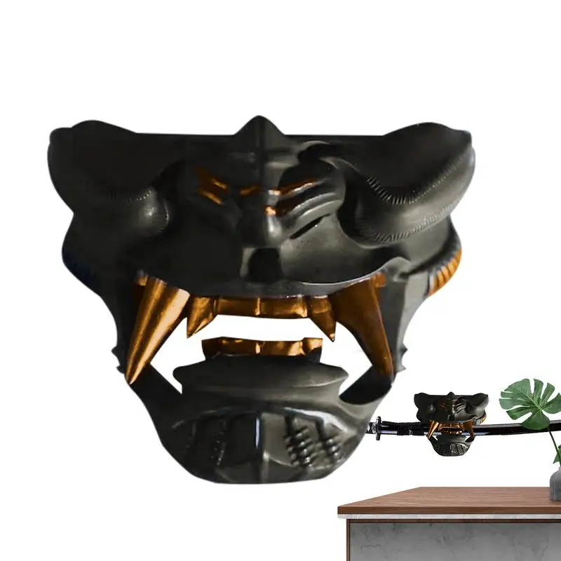Soporte de pared para máscara Oni Katana, estante montado en la pared, soporte de exhibición de espada samurái negra japonesa, soporte para Katana, estante de montaje en pared