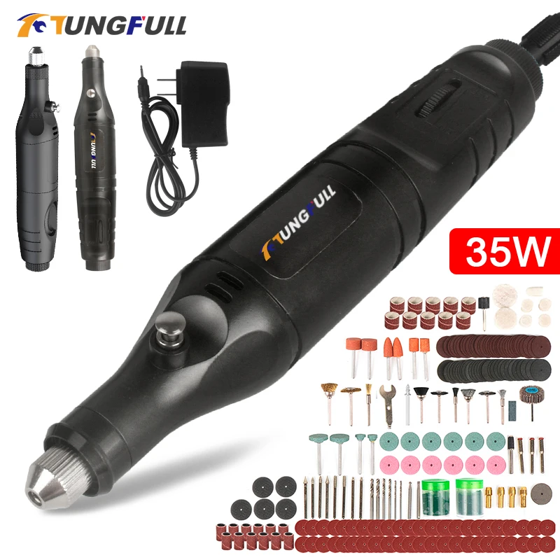 

100V~240V Mini Electric Drill Power Rotary Tool Kit Woodworking Engraving Pen Multifuctional Grinder Polisher For Dremel 35W