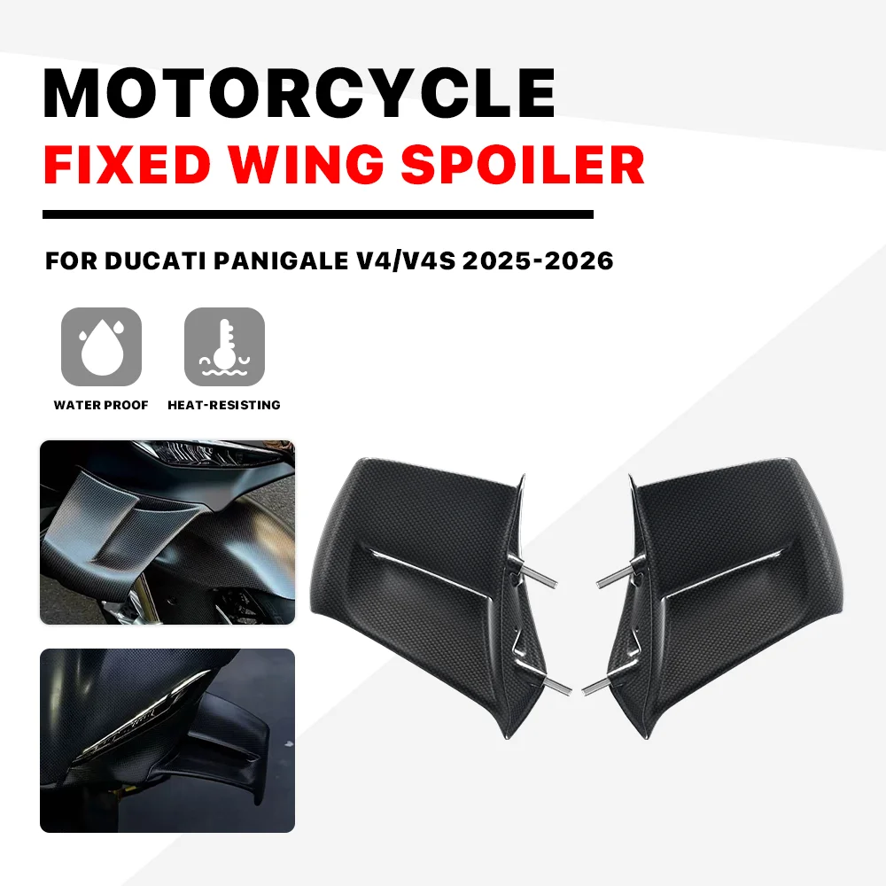 

Motorcycle V4 100% real carbon fibre Winglets Spoiler For Ducati Panigale V4S V4R 2025 2026 Panels Fixed Wing Accessories