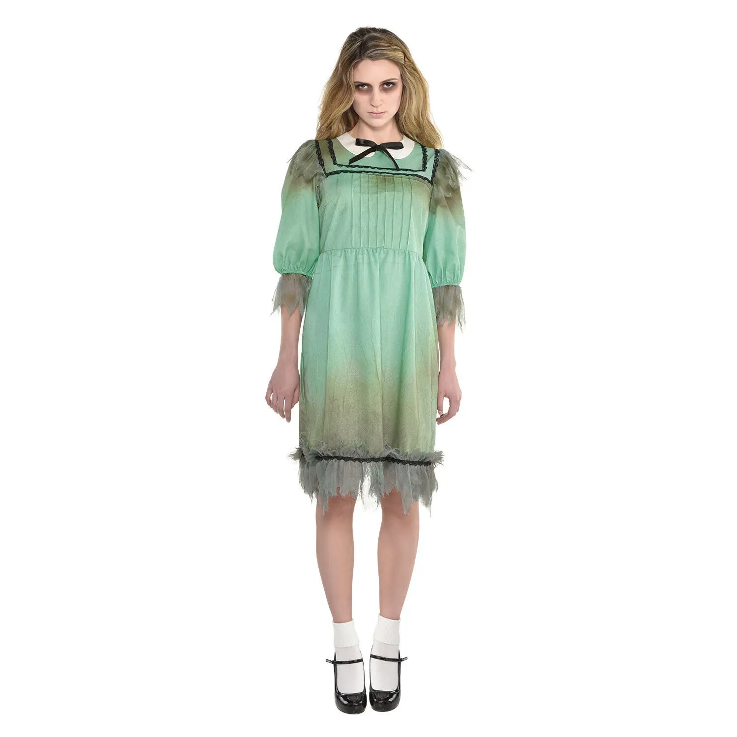 Horror Movie The Shining Twins Girl Uniform Halloween Cosplay Costume Blue Outfits Ball Party Dress