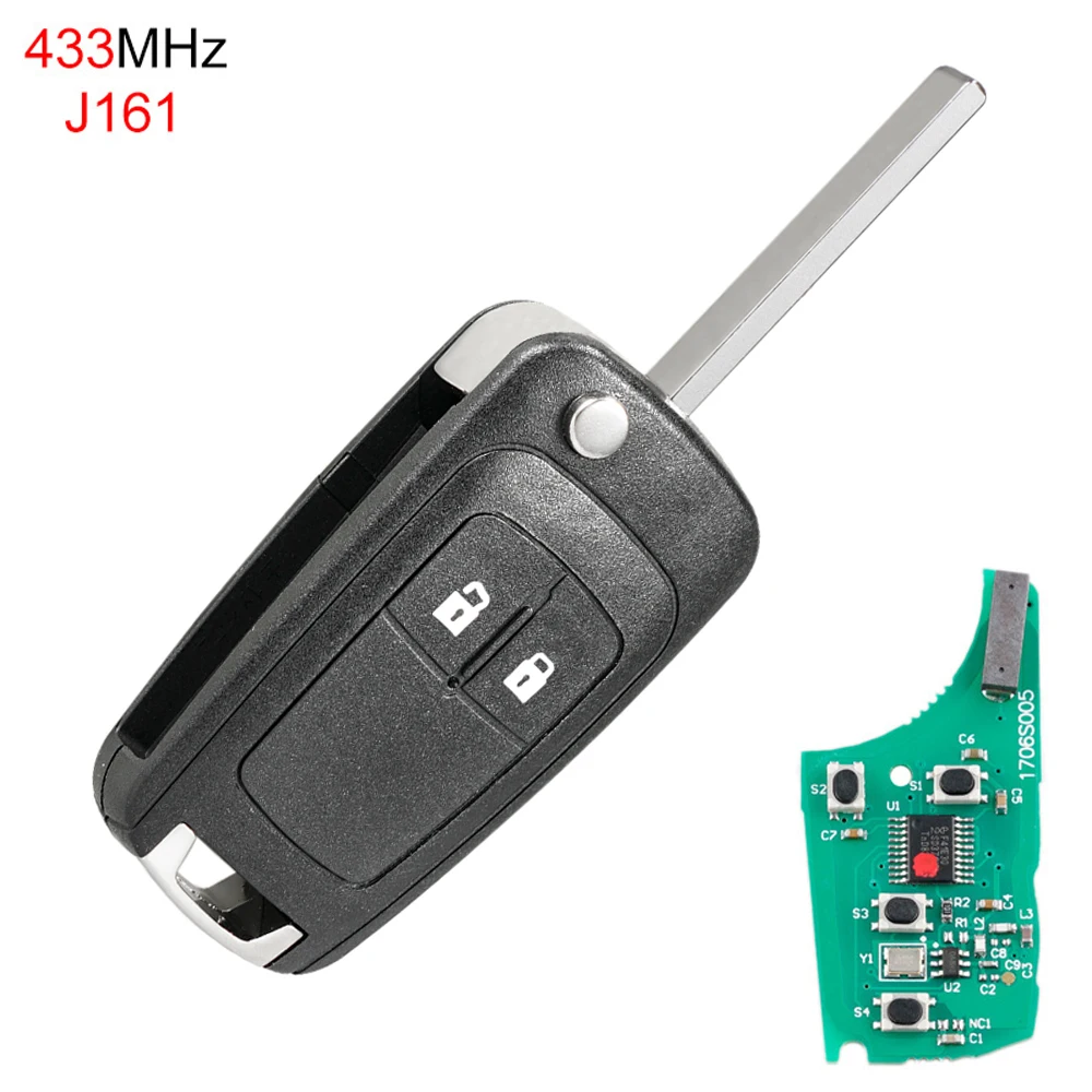 

433 MHz 2 Buttons Car Key Fob Shell Folding Flip Uncut Blade Remote Car Key Case with ID46 Chip Fit for OPEL VAUXHALL