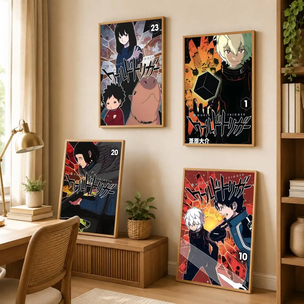 Anime World T-Trigger Poster Stickers HD Painting Self-Adhesive Art for Bedroom Living Room Home Decor Wall Decals Gift
