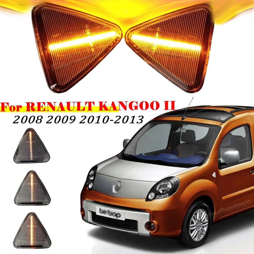 2PCS For RENAULT KANGOO II 2008 2009 2010 2011 2012 2013 Dynamic LED Side Marker Light Turn Signal Sequential Blinker Lamp