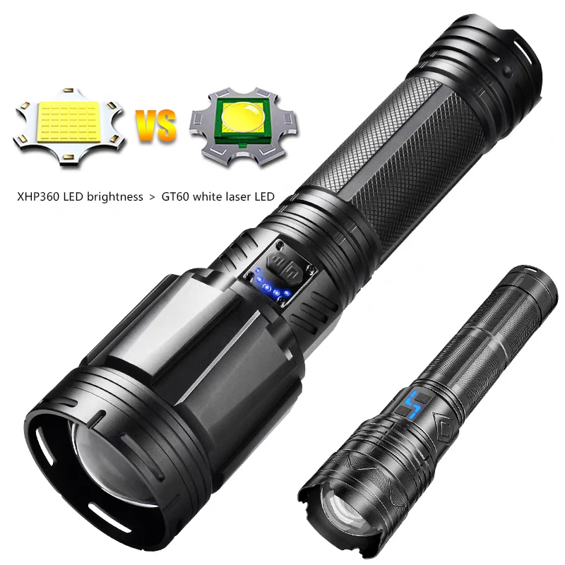 80000W G999 XHP360 Powerful LED Flashlight USB Rechargeable Torch Light Tactical Lantern Long Shot Camping Hunting