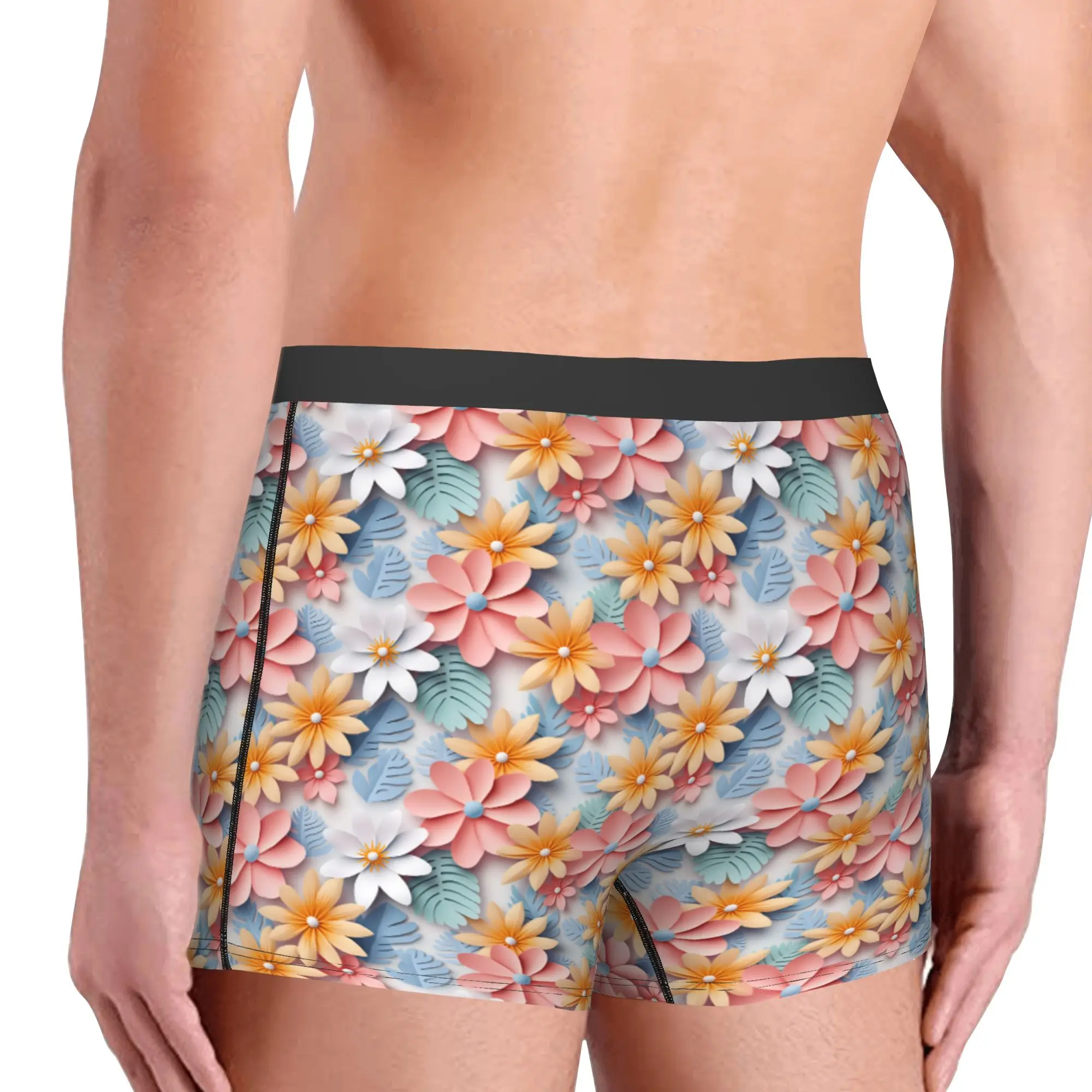 Fashion Trend 3D Flowers Boxers Shorts Men's Luxury High 3D Floral Briefs Underwear Fashion Underpants
