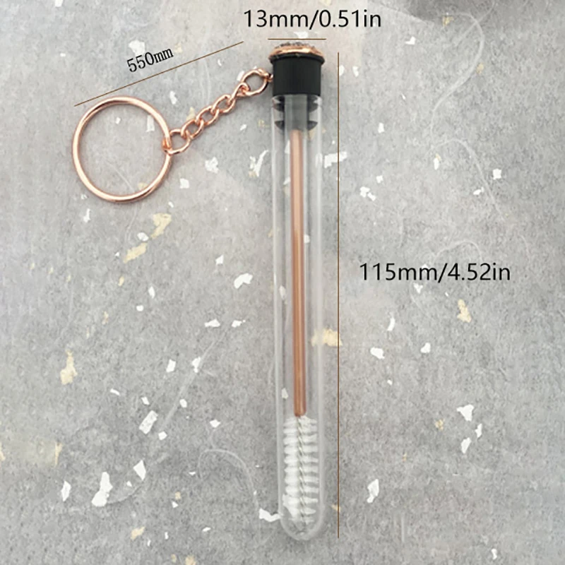 1PC Gold Reusable แปรงขนตาหลอดพวงกุญแจพลาสติก Lash Spoolie คอนเทนเนอร์ Glitter Cils มาสคาร่าพวงกุญแจ