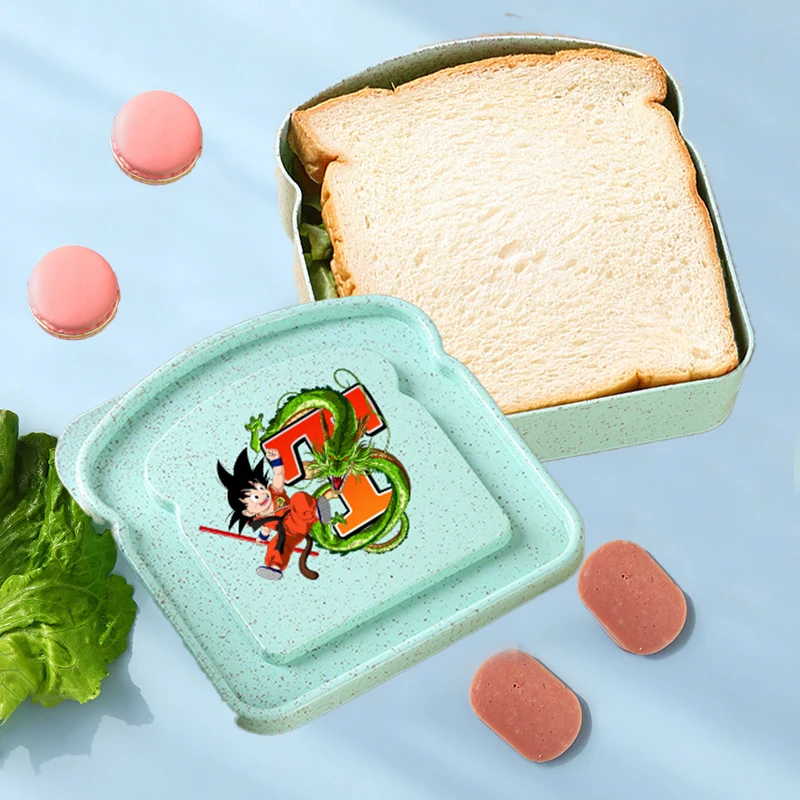 

New Dragon Ball Lunch Toast Box Breakfast Bread Boxs with Lid Portable Sandwich Bento Case Anime Food Container Storage Bag Gift