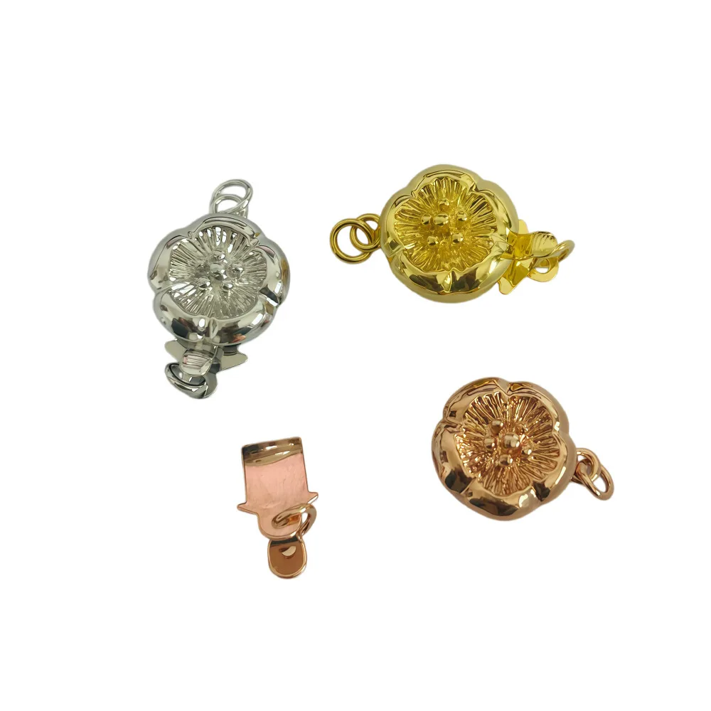 Colored Gold Silver Rose Gold Flower Shaped Insert Jewelry Making Connecting Buckle Diy Bracelet Necklace Tail Accessories