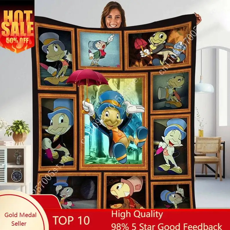 

Pinocchio Figaro Jiminy Blankets Disney Cartoon Plush Blanket Soft Indoor Child Holiday Party Boy Girl Gifts Warm Custom Quilt