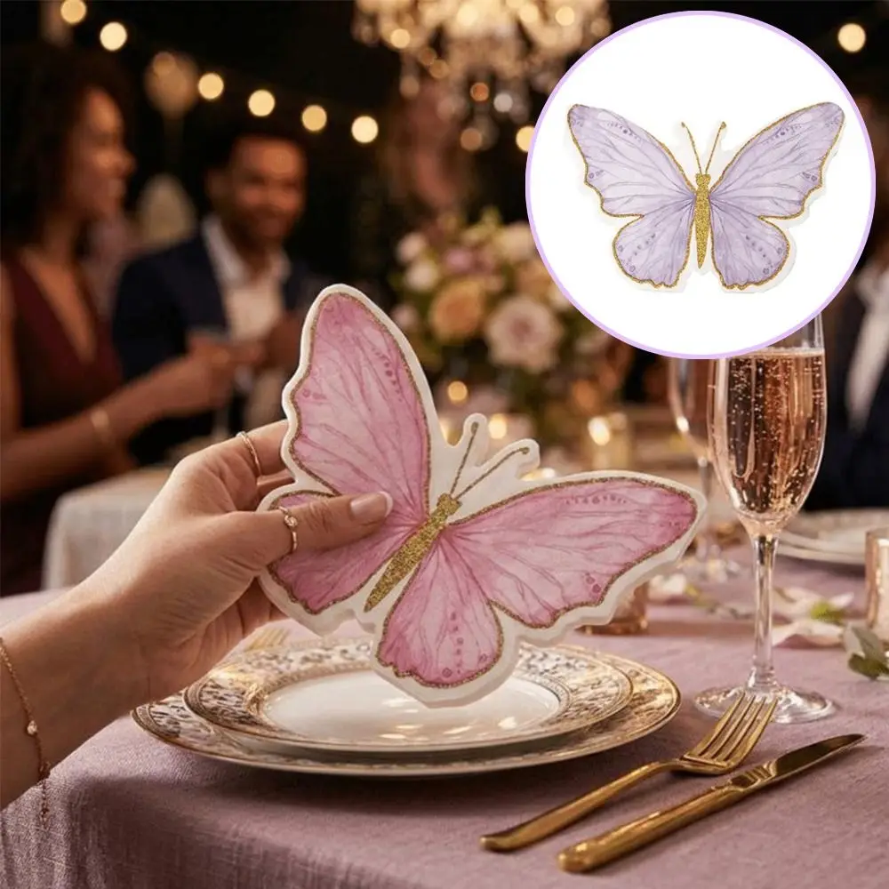 20Pcs Butterfly Printed Butterfly Paper Napkins Party Napkins Paper Towels Printed Decorative Napkins Disposable Dinner Napkins