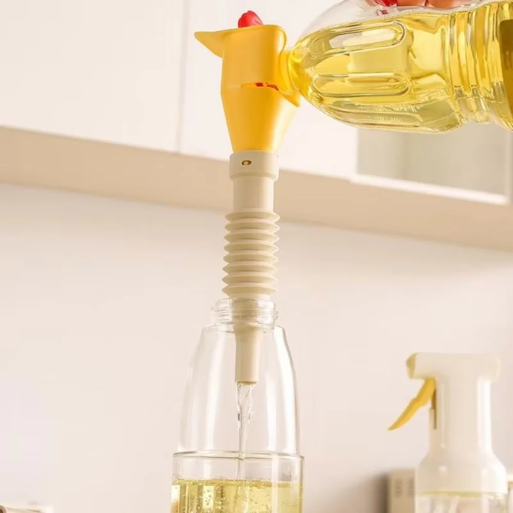 2PCS Telescopic Hose Extendable Kitchen Funnel Wide-mouth Spill-Proof Kitchen Oil Funnel Heat-resistant Flexible