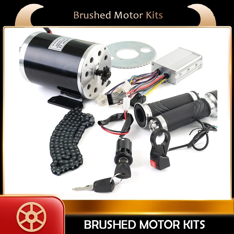 500W 1000W 24V 36V 48v DC Brushed Motor Kit Controller E-bike Conversion Kit Electric Bike Scooter Skatebord Kit Motor MY1020