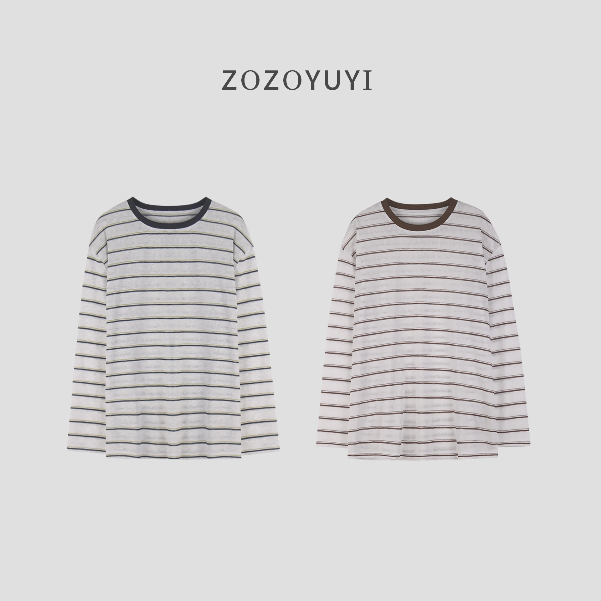 

Яркая полоска ~ тенсель, тонкая нить, цветная полоска, свободная футболка с круглым вырезом и длинными рукавами, базовая рубашка для женщин, осень