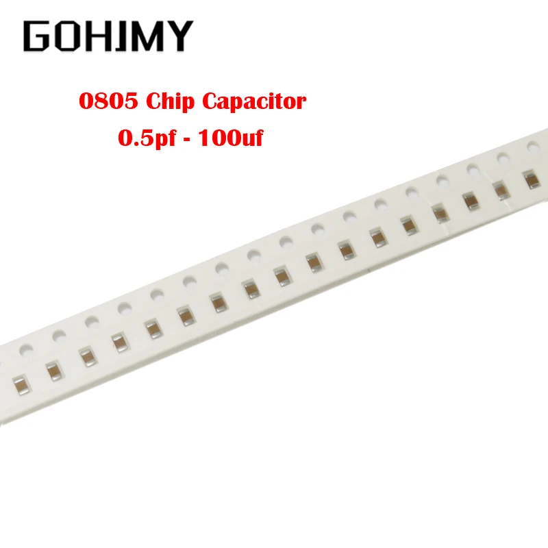 100pcs 0805 SMD Chip Multilayer Ceramic Capacitor 0.5pF - 47uF 10pF 22pF 100pF 1nF 10nF 100nF 0.1uF 1uF 2.2uF 4.7uF 10uF 22uF