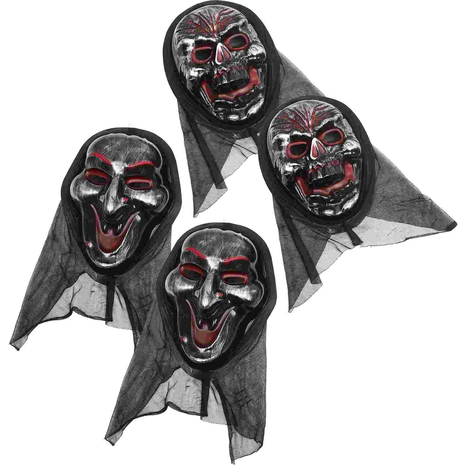 

4 Pcs Halloween Masks Ghost Witch Dress Up Party Decoration Creep Cosplay Demon Scary Plastic for Adults Face Cover Child