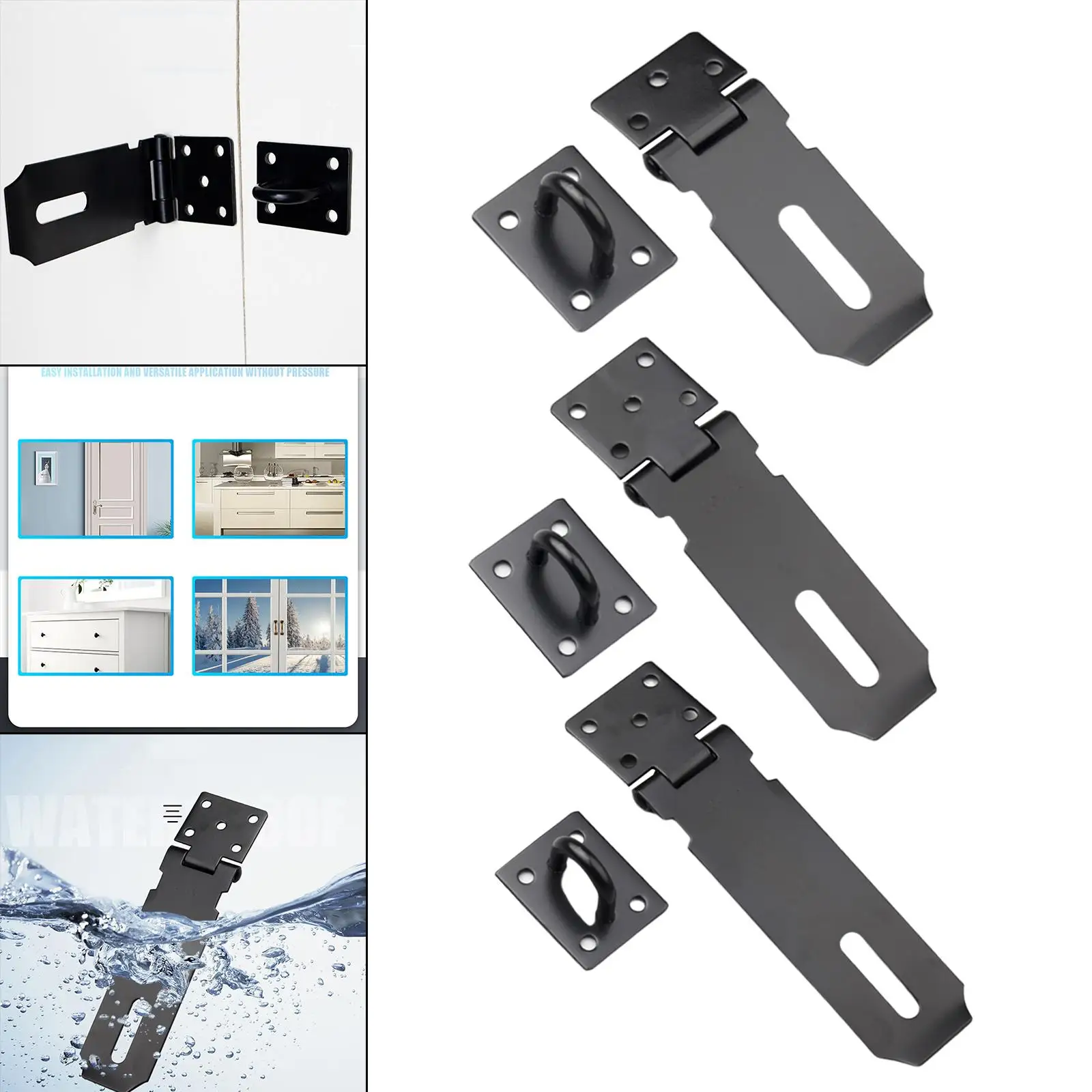 Stainless Steel Lock Plate Anti-Theft Heavy Duty Hasp Latch Padlock Clasp Staple Porous Positioning Room Security