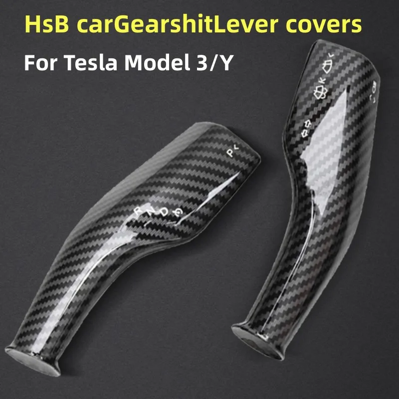 Voor Tesla Model 3Y Versnellingspook Cover Stuurhendel Handvat Bescherming Shifter Shell Koolstofvezel Pookknop Cover Accessoires