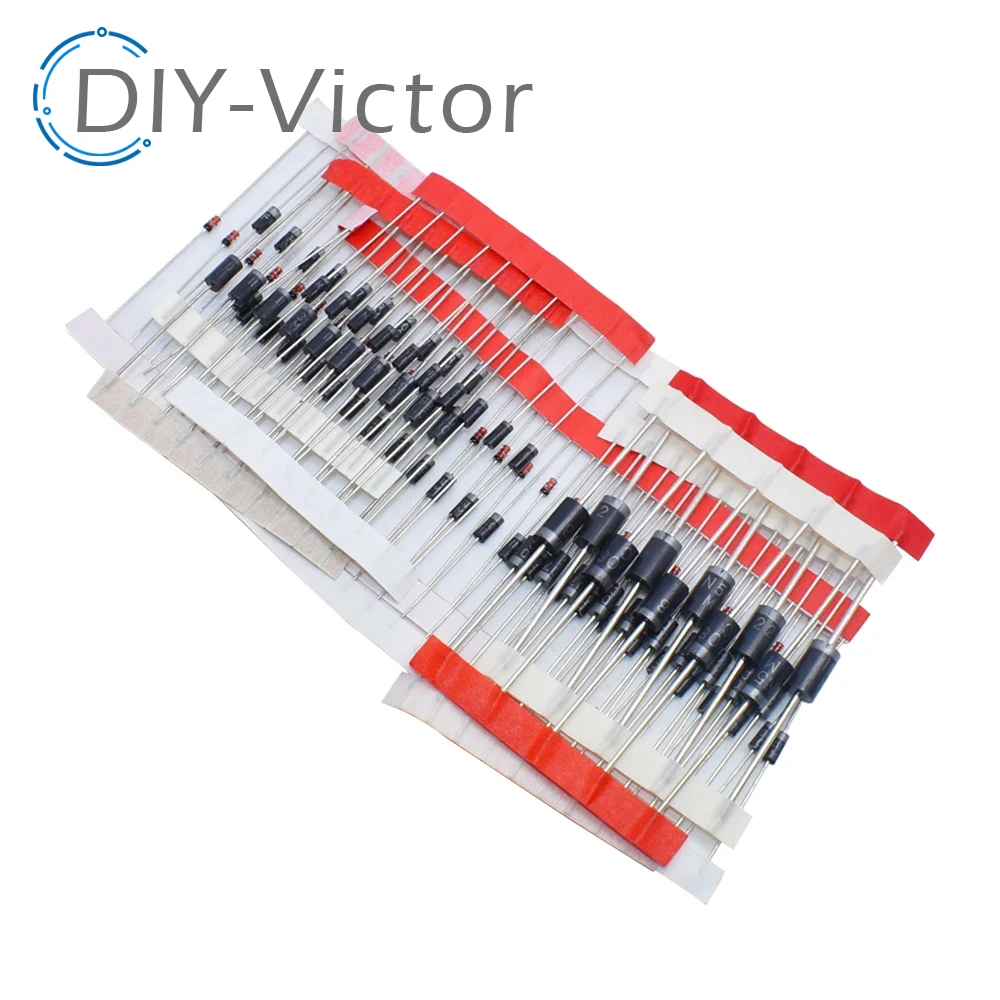 1N4148 1N4007 1N5819 1N5399 1N5408 1N5822 FR107 FR207,8values=100pcs,Electronic Components Package,Diode Assorted Kit