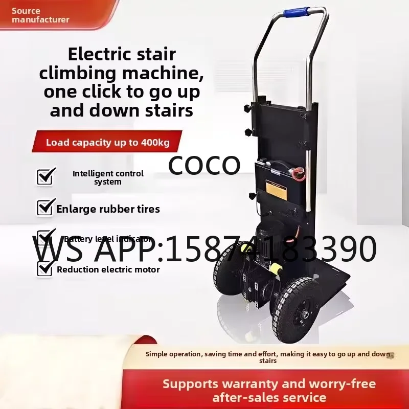 400KG Load Electric Stair Climbing Cart, Portable Folding Hand Trolley for Stairs Cargo Transport