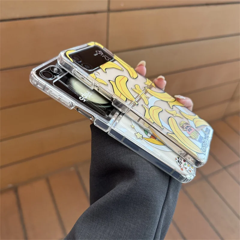 Niedliche 3D-Comic Crayon Shin-chan faltbare Magsafe Wireless Charge Case für Samsung Z Flip 6 Z 3, 4, 5, 6, 7, Cartoon-Magnethalter