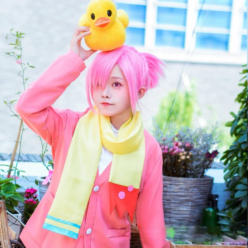 2025 11 Mitsuba Sousuke 코스프레 의상 애니메이션 Jibaku Shounen 화장실 바운드 Hanako kun 탑 스카프 바지 핑크 유니폼 세트 Hallowee