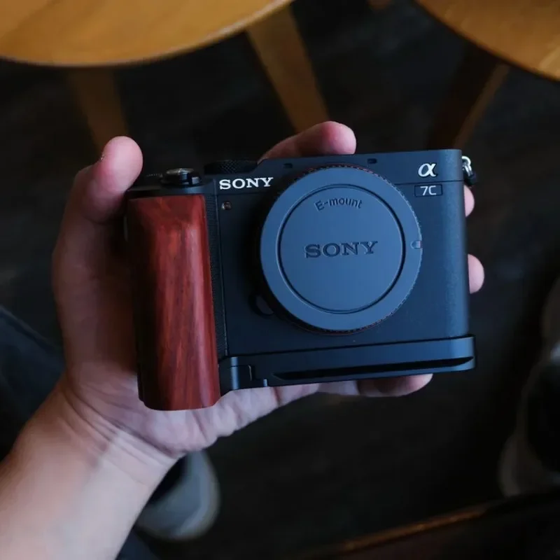 우드 핸드 그립 플레이트 브래킷 및 알루미늄 베이스 플레이트 브래킷, 소니 A7C 용