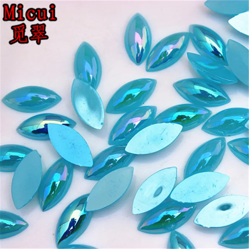 Micui 100pcs 7*15mm Horse Eye Crystal AB Acrylic Flatback Rhinestones Crystal Stones Non Hotfix Scrapbook Strass for Craft MC447