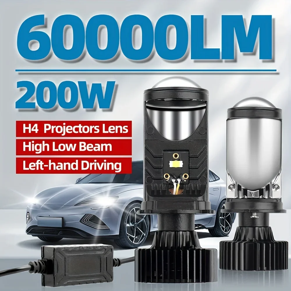 

Y6 H4 фары светодиодные 6500K 90W 20000LM автомобильный аксессуар супер яркий объектив проектора дальнего ближнего света турбовентилятор авто фары