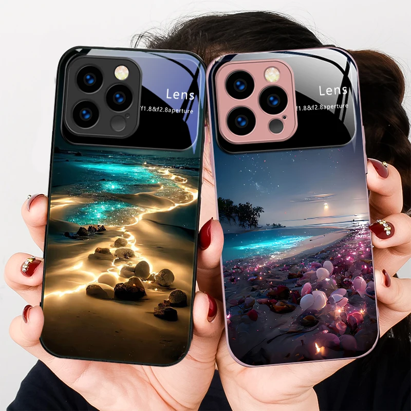 

Deep blue seawater spot For iPhone 17 Air 16 E 15 14 13 Plus 12 mini 17 Pro Max 11Pro XR Xs X 7 8 11 Tempered Glass Phone Case