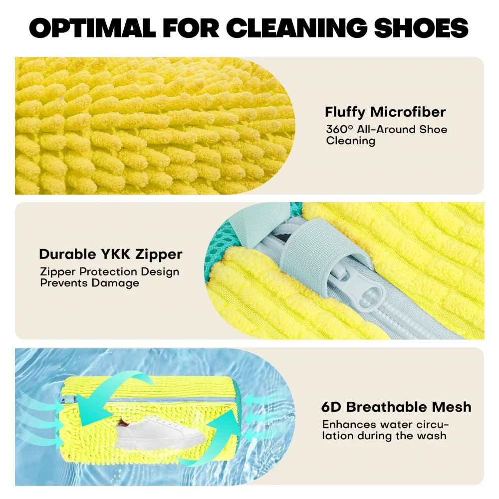 Reusable Shoe Cleaning Laundry Bags for Washer and Dryer - Stain Removal Kit for Sneakers and Tennis Shoes